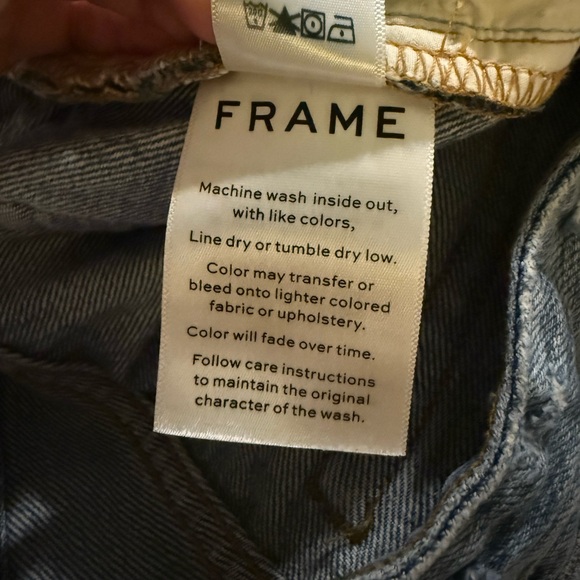 FRAME Blue Denim Le Grand Garcon Shorts - Picture 7 of 8